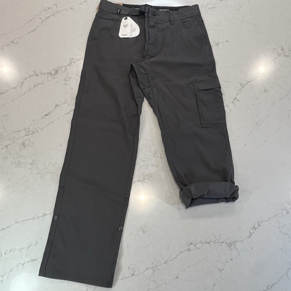 Prana NEW Zion II Pants Mens 30 x30 Dark Iron Gray Cargo Pockets Stretch Relaxed